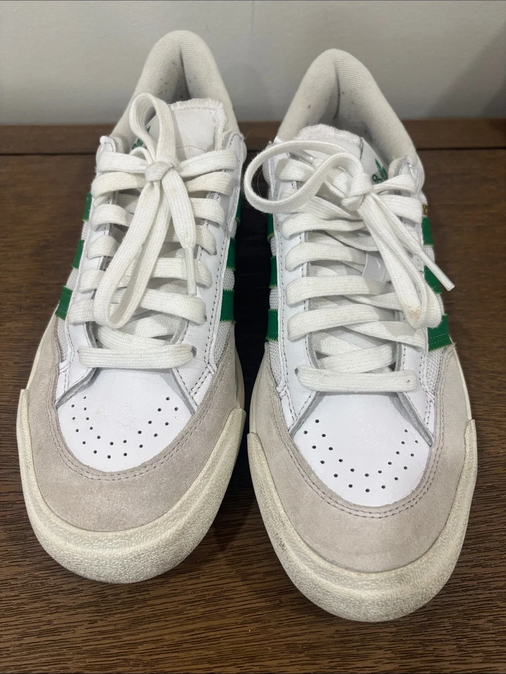 adidas Kids White & Green Court-Style Sneakers